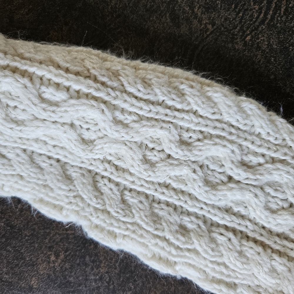 Ivory Cable Knit Sweater With Gold Specs. - Picture 9 of 9